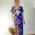 Gandoura Marocaine Traditionnelle pour Femme - Bleue à Motif