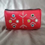 Pochette en cuir marocaine rouge